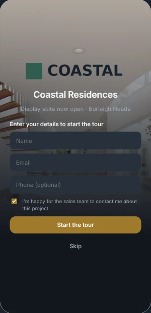 A branded tour opening on a phone